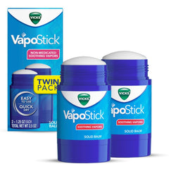 Vicks VapoStick packaging for on-the-go, mess-free relief.