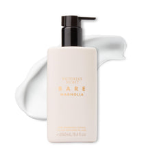 Victoria's Secret Bare Magnolia lotion bottle close-up, silky texture for daily fragrance layering.