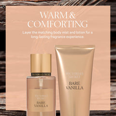 Bare Vanilla Nourishing Lotion cream texture close-up shows quick absorption and smooth skin.