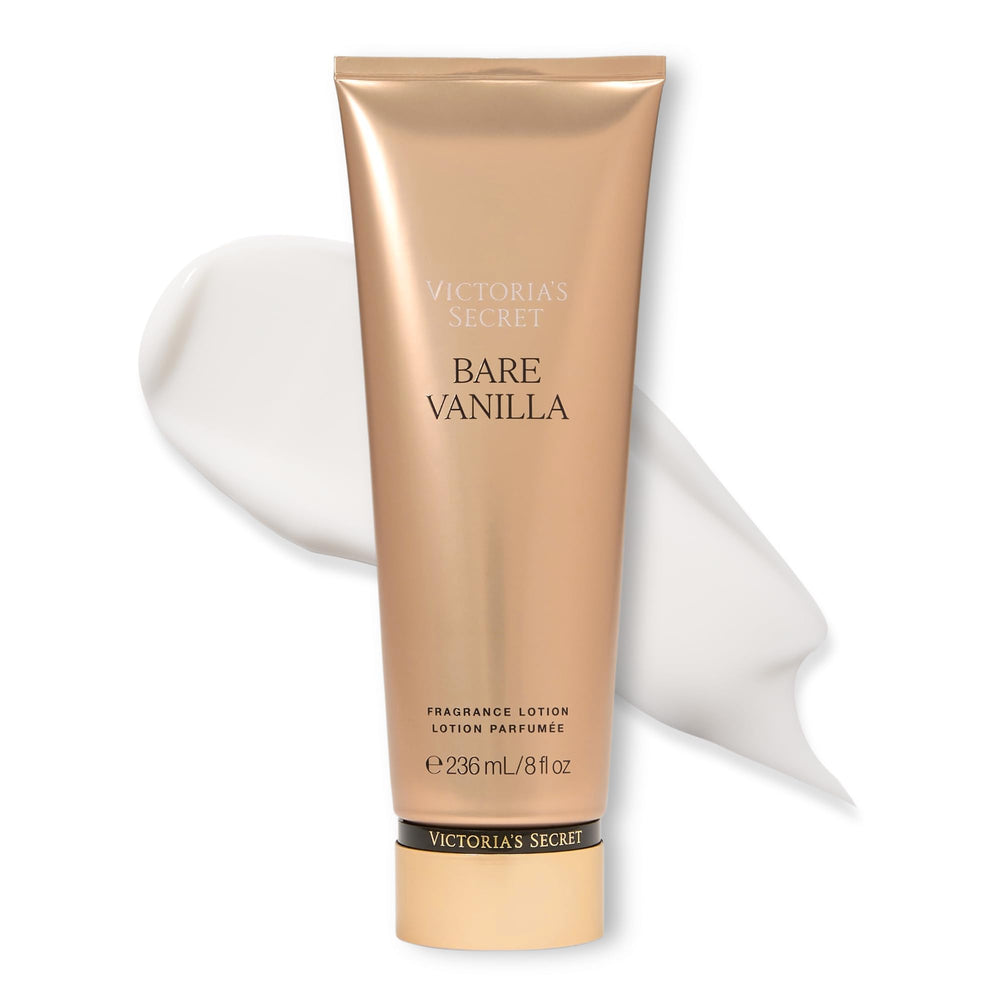 Victoria's Secret Bare Vanilla Nourishing Lotion pump bottle offers lasting moisture for hands and body.