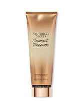 Victoria's Secret Coconut Passion lotion bottle highlights hydrating formula for silky skin.