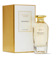 Victoria's Secret Heavenly bottle front view highlighting a luminous fragrance presence.