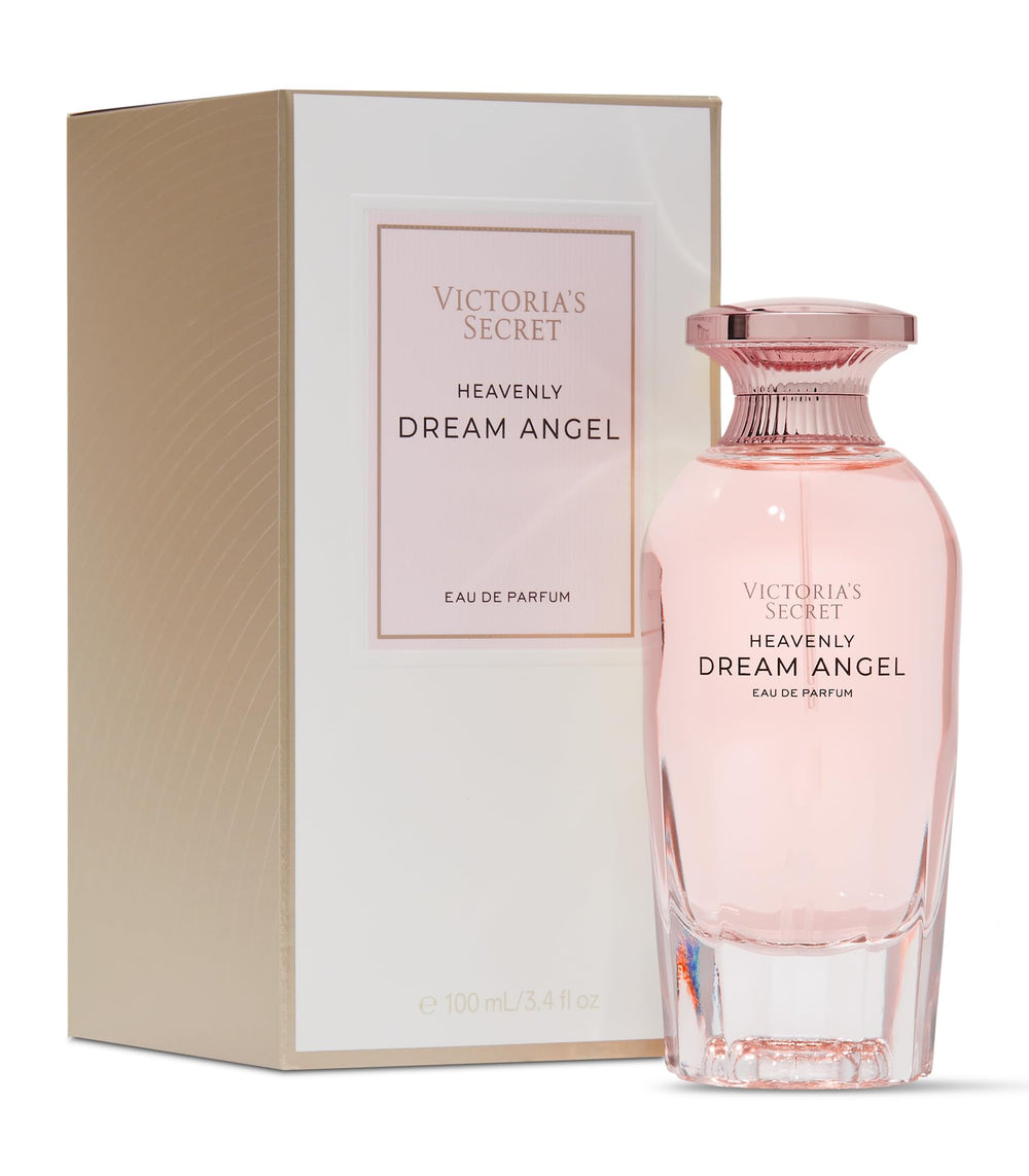 Victoria's Secret Heavenly Dream Angels bottle highlights prismatic musk and raspberry notes for daily allure.