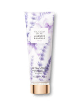 Victoria's Secret Lavender Vanilla body lotion bottle delivering silky hydration.