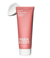 Victoria's Secret PINK Warm and Cozy lotion bottle shows comforting vanilla coconut fragrance.