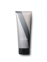 Victoria's Secret VS Him Platinum body lotion bottle close-up with woody notes for daily wear.