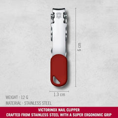 Victorinox nail clipper red lanyard hole side view for ergonomic grip