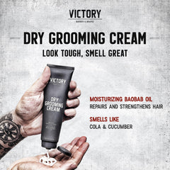 Victory Dry Grooming Cream during blow-dry for controlled volume.