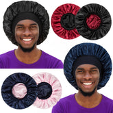 Vidsel 2pcs satin bonnet front view protects curls overnight with a comfortable wide band.