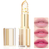 Vienflona color-changing lipstick tube closeup displaying adaptive pink shade for a personalized lip look.