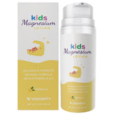 Vigority Magnesium Lotion bottle at bedtime with vanilla scent promoting a calm evening routine.