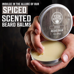 Viking Revolution citrus tin adds a refreshing scent while conditioning beard
