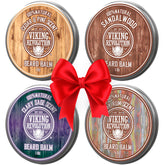 Viking Revolution sandalwood beard balm tin provides smooth control for your rugged beard.
