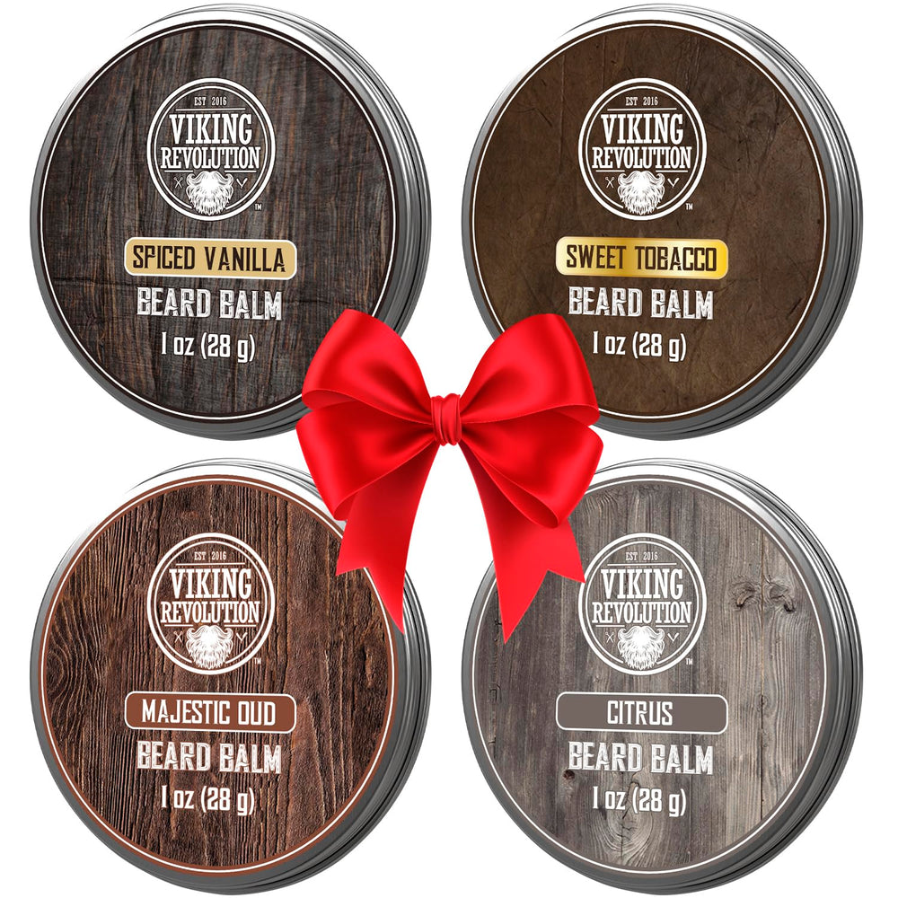 Viking Revolution beard balm spiced vanilla tin for smoother, well-groomed facial hair