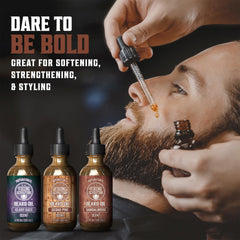 Viking Revolution Beard Oil 3 Pack pine bottle nourishes beard with natural shine.