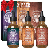 Viking Revolution Beard Oil 3 Pack sandalwood bottle for daily conditioning and scent.