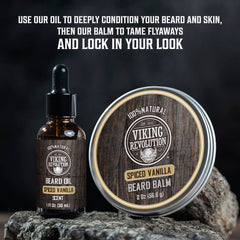 Viking Revolution beard oil bottle for shine and nourishment.