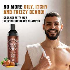 Viking Revolution Beard Oil bottle nourishes with Argan and Jojoba.
