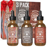 Viking Revolution beard oil sandalwood bottle for conditioning and a warm scent