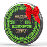 Viking Revolution bergamot solid cologne jar for easy on-the-go fragrance.