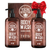 Viking Revolution men's body wash sandalwood bottle with forest-inspired scent