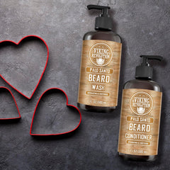 Viking Revolution Palo Santo beard conditioner bottle highlights nourishing oils for hydration