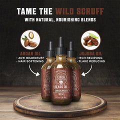 Viking Revolution sandalwood oil swirl illustrating argan and jojoba conditioning