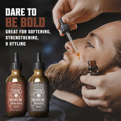 Viking Revolution beard oil dropper showing precise application.