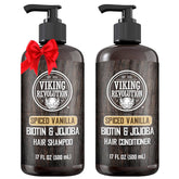 Viking Revolution Spiced Vanilla Shampoo and Conditioner Set front packaging view.