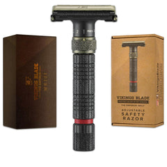 Vikings Blade Emperor Meiji razor close-up showing premium metal construction for durable shaving