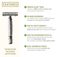 Vikings Blade safety razor blade pack with platinum-coated Swedish blades for smoother replacements
