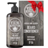 Viking Revolution beard conditioner bottle with Argan and Jojoba oils for deep hydration.
