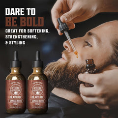 Viking Revolution sandalwood beard oil drops offer easy application and scent.