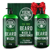 Viking Revolution Tea Tree Oil Beard Wash bottle demonstrates cleansing for healthier beard