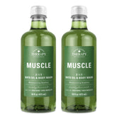 Village Naturals Therapy Muscle Bath Oil bottle shown for soothing recovery after workouts