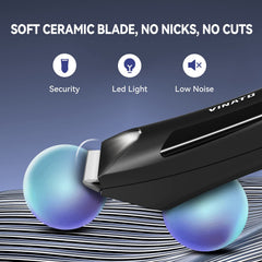 VINATO Electric Body Hair Trimmer ceramic blade close-up highlighting skin-friendly cutting