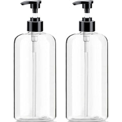 Vioetry empty pump bottles 32oz clear two-pack for easy refills and organized countertops