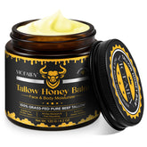 VIOFAIRY beef-tallow-face-balm-jar demonstrates whipped texture for quick absorption and hydration.