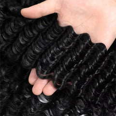 Violet Brazilian virgin deep-wave weft closeup highlights tight neat construction