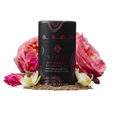 Viori Dry Shampoo Powder packaging highlighting Magnolia and Peony scent for quick refresh.