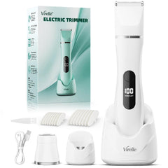 Virelle bikini trimmer 2-in-1 head for versatile grooming of legs, bikini, and arms.