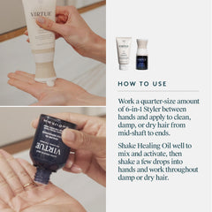 VIRTUE 6-in-1 Styler cream during application reveals versatile styling and heat protection