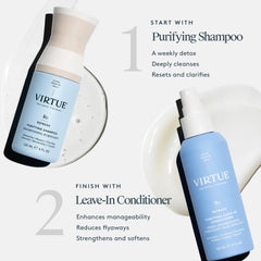 VIRTUE Purifying Leave-In Hair Conditioner Spray detangling action in use