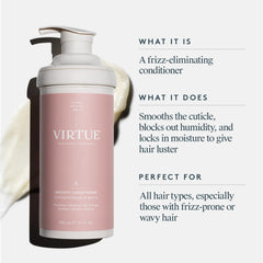 Virtue Smooth Conditioner pump for easy in-shower application and smoothing.