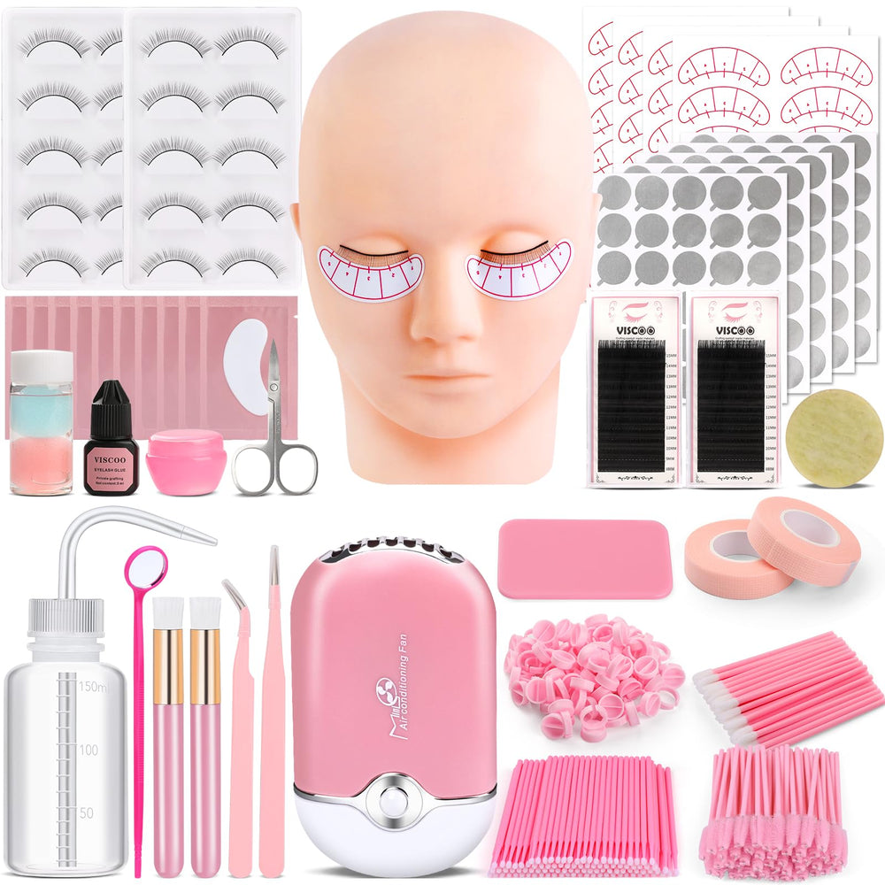 Viscoo eyelash extension kit mannequin head for realistic practice and makeup training.