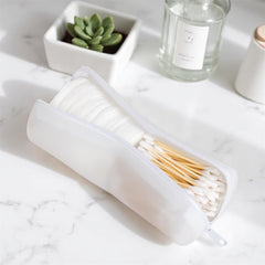 Visfresh cotton round swab travel case see-through design enables easy item spotting on trips.