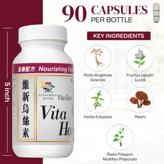 Vita Green red reishi extract closeup emphasizes natural wellness.