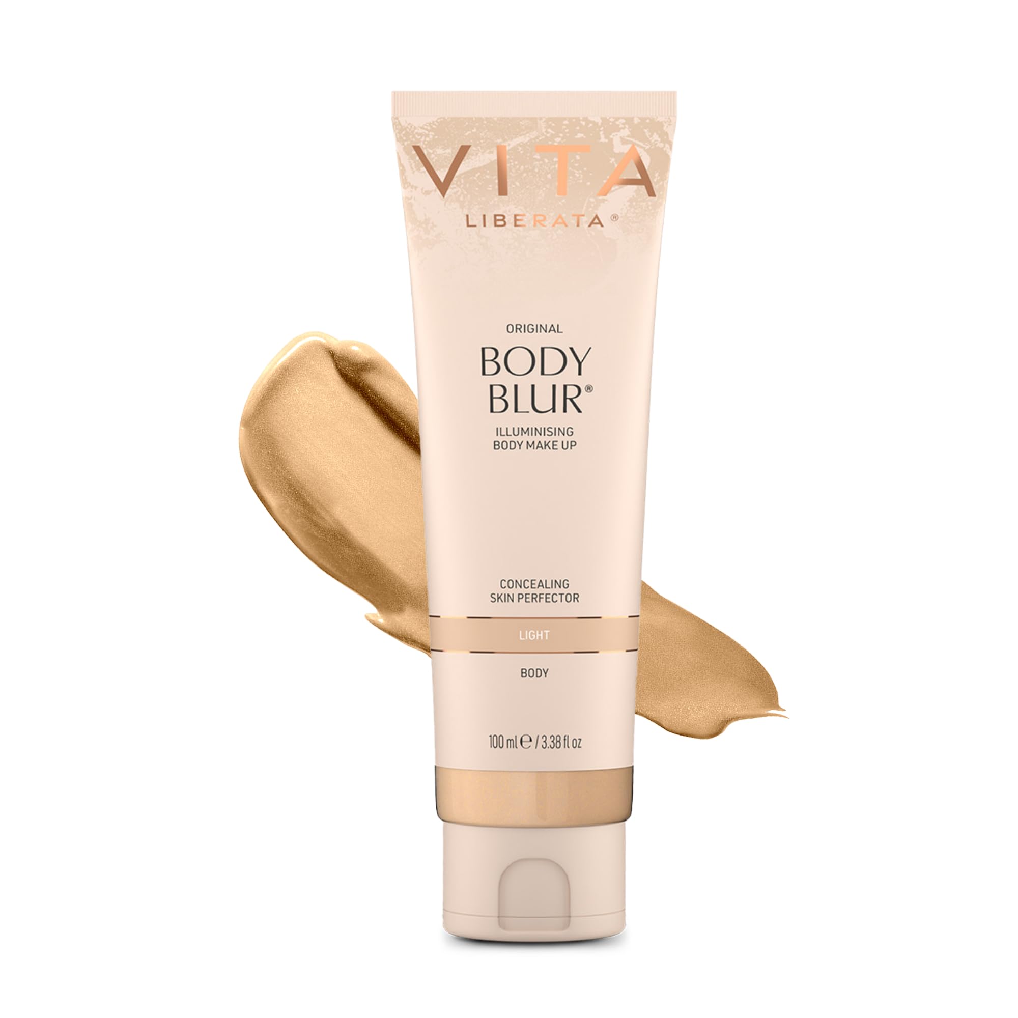 Vita Liberata Body Blur Light bottle demonstrates easy, streak-free application for radiant skin