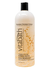 Vitabath Heavenly Coconut Creme Bubble Bath bottle showing rich lather for moisturized skin