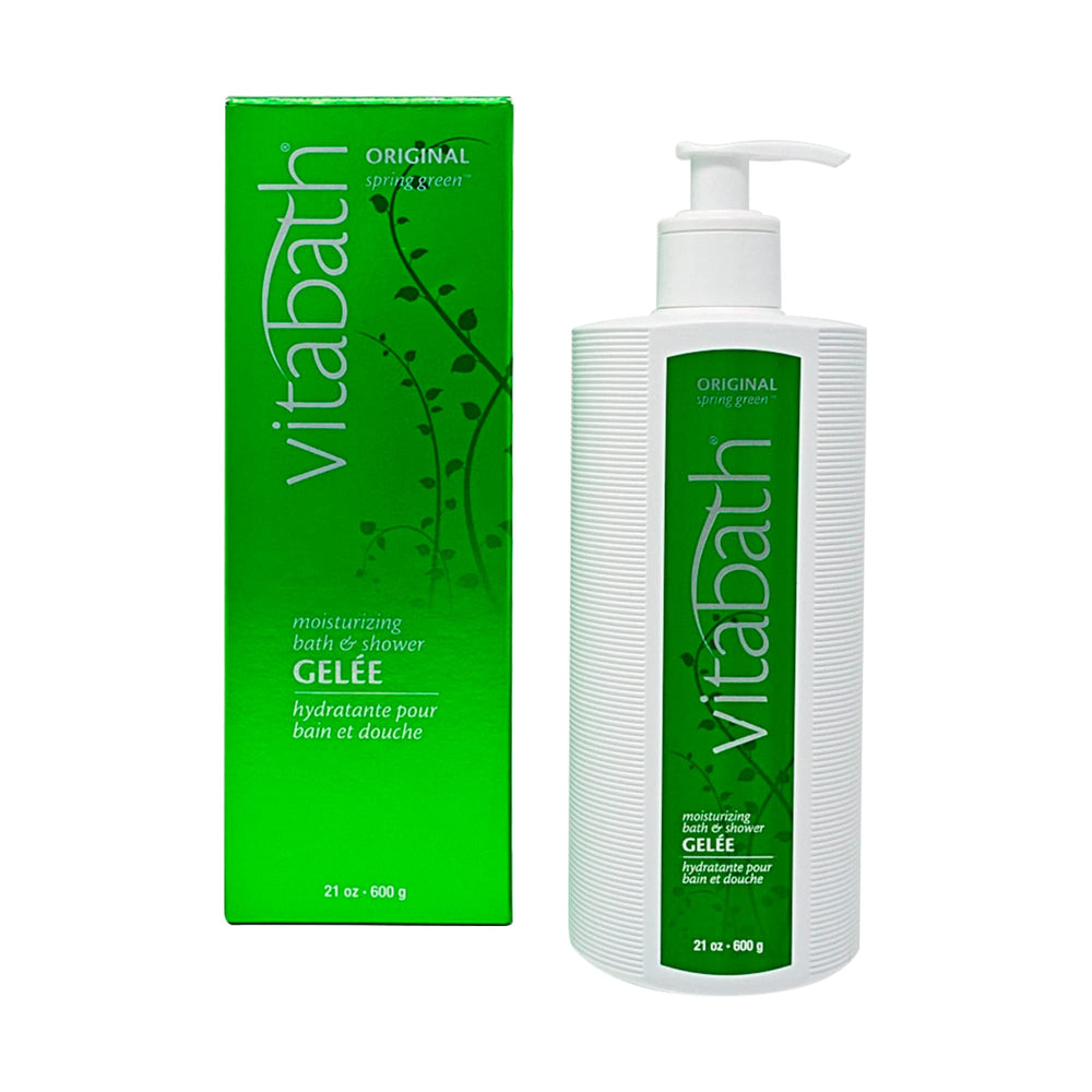 Vitabath Original Spring Green bottle with pump for quick daily cleansing.